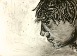 "Sam" Vine/compressed/Pencil charcoal and Pastel on charcoal paper 